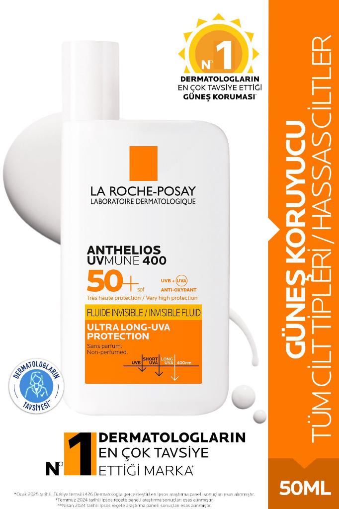 Anthelios Uvmune 400 Invisible Fluid Spf50+ Güneş Koruyucu 50 ml- Tüm Cilt Tipleri